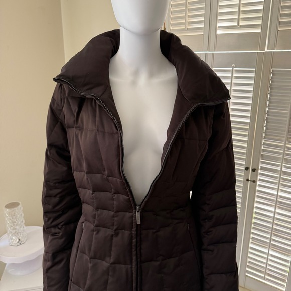 Calvin Klein Women's Chocolate Brown Down Puffer Jacket Faux Fur Lined Parka - Picture 5 of 8